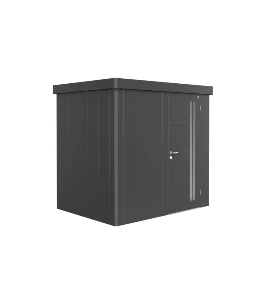 Casette Da Giardino-Biohort Casetta da giardino "neo 1b" in acciaio zincato colore grigio scuro metallizzato con porta battente semplice 236x180x222 cm - cod. 85029