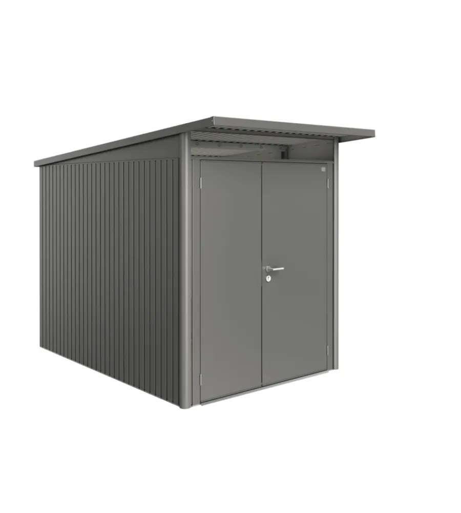 Biohort Casette Da Giardino|Casetta da giardino "avantgarde a3" in acciaio zincato colore grigio quarzo metallizzato con porta battente doppia 180x300x218 cm