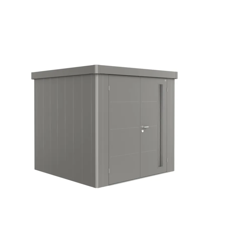 Biohort Casette Da Giardino|Casetta da giardino "neo 2b" in acciaio zincato colore grigio quarzo metallizzato con porta battente doppio 236x236x222 cm - cod. 87063