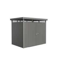Casette Da Giardino-Biohort Casetta da giardino "highline h2" in acciaio zincato colore grigio quarzo metallizzato con porta battente doppio 275x195x222 cm - cod. 88039