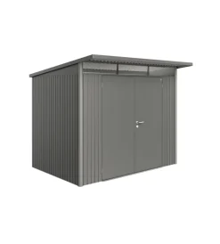 Casette Da Giardino-Biohort Casetta da giardino "avantgarde a5" in acciaio zincato colore grigio quarzo metallizzato con porta battente doppia 260x220x218 cm