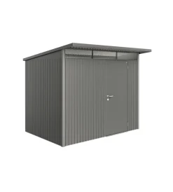 Casette Da Giardino-Biohort Casetta da giardino "avantgarde a5" in acciaio zincato colore grigio quarzo metallizzato con porta battente semplice 260x220x218 cm
