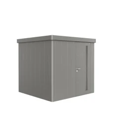 Biohort Casette Da Giardino|Casetta da giardino "neo 2b" in acciaio zincato colore grigio quarzo metallizzato con porta battente semplice 236x236x222 cm - cod. 87034