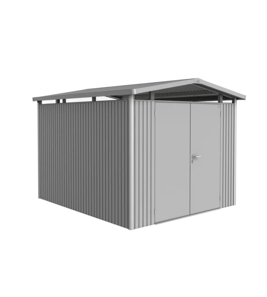 Casette Da Giardino-Biohort Casetta da giardino "panorama p5" in acciaio zincato colore argento metallizzato con porta battente doppio 273x318x227 cm - cod. 13069