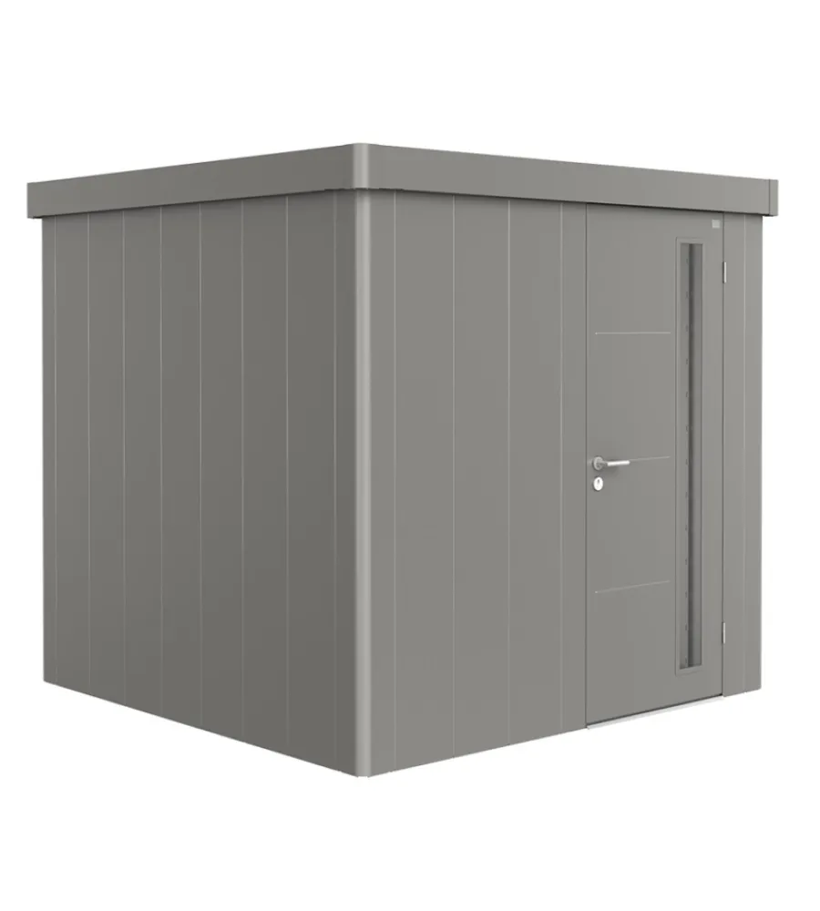 Sale Casetta da giardino "neo 1a" in acciaio zincato colore grigio quarzo metallizzato con porta battente semplice 180x180x222 cm - cod. 87003 Casette Da Giardino
