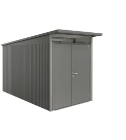 Casette Da Giardino-Biohort Casetta da giardino "avantgarde a4" in acciaio zincato colore grigio quarzo metallizzato con porta battente doppia 180x380x222 cm