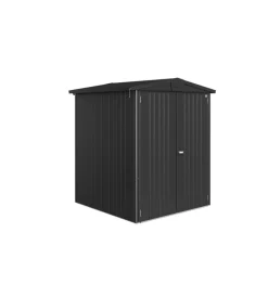 Sale Casetta da giardino "europa ย 2" in acciaio zincato colore grigio scuro metallizzato 172x156x196 cm Casette Da Giardino