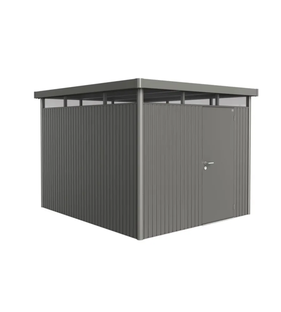 Biohort Casette Da Giardino|Casetta da giardino "highline h5" in acciaio zincato colore grigio quarzo metallizzato con porta battente semplice 275x315x222 cm - cod. 88060