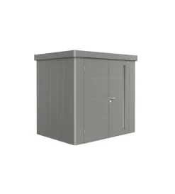 Biohort Casette Da Giardino|Casetta da giardino "neo 1b" in acciaio zincato colore grigio quarzo metallizzato con porta battente doppio 236x180x222 cm - cod. 87060
