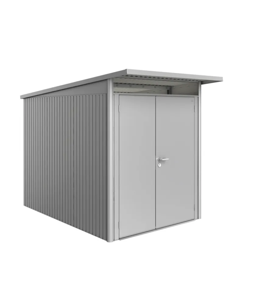 Biohort Casette Da Giardino|Casetta da giardino "avantgarde a3" in acciaio zincato colore argento metallizzato con porta battente doppia 180x300x218 cm