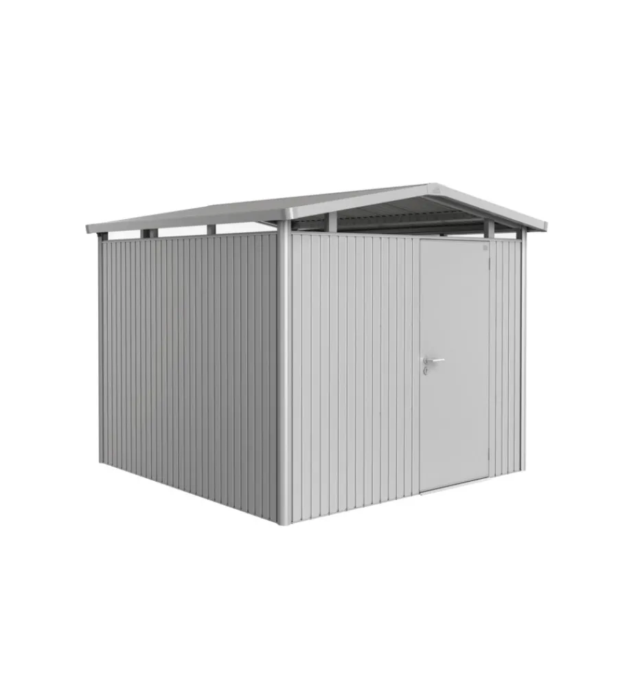 Online Casetta da giardino "panorama p4" in acciaio zincato colore argento metallizzato con porta battente semplice 273x278x227 cm - cod. 13050 Casette Da Giardino