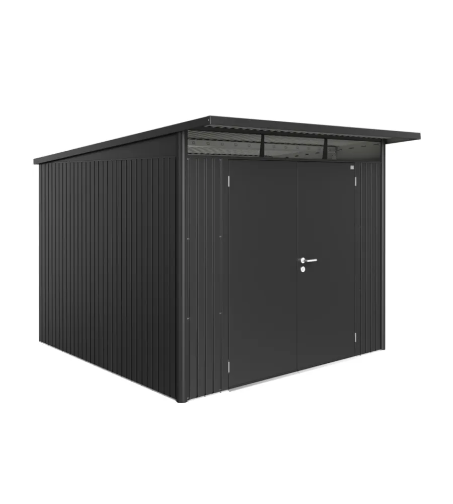 Clearance Casetta da giardino "avantgarde a7" in acciaio zincato colore grigio scuro metallizzato con porta battente doppia 260x300x218 cm Casette Da Giardino