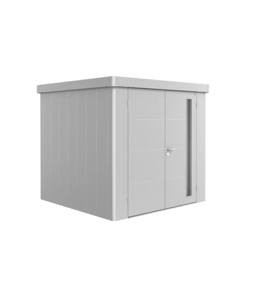 Biohort Casette Da Giardino|Casetta da giardino "neo 2b" in acciaio zincato colore argento metallizzato con porta battente doppio 236x236x222 cm - cod. 81063