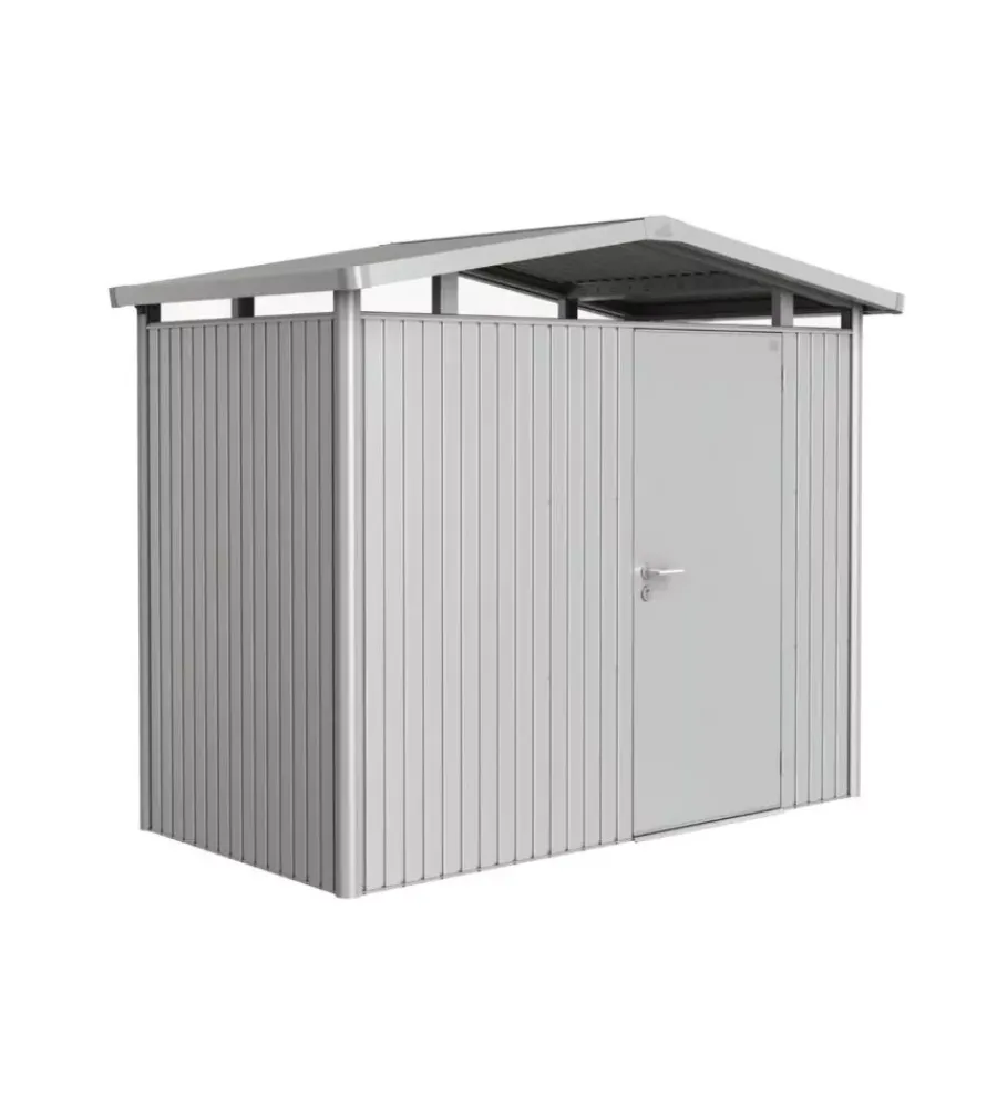Discount Casetta da giardino "panorama p1" in acciaio zincato colore argento metallizzato con porta battente semplice 273x158x227 cm - cod. 13020 Casette Da Giardino