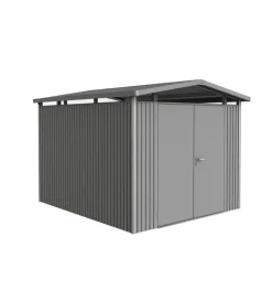 Casetta da giardino "panorama p5" in acciaio zincato colore grigio quarzo metallizzato con porta battente doppio 273x318x227 cm - cod. 18069 Casette Da Giardino