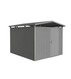 Casette Da Giardino-Biohort Casetta da giardino "panorama p5" in acciaio zincato colore grigio quarzo metallizzato con porta battente semplice 273x318x227 cm - cod. 18060