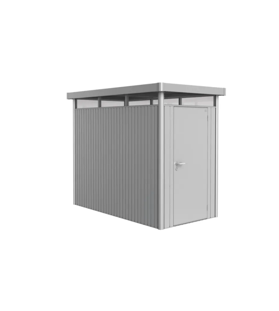 Sale Casetta da giardino "highline hs" in acciaio zincato colore argento metallizzato con porta battente semplice 155x275x222 cm - cod. 83010 Casette Da Giardino