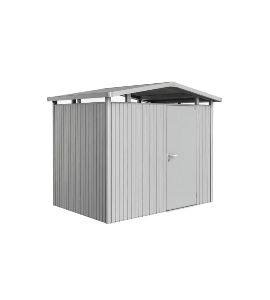 Sale Casetta da giardino "panorama p2" in acciaio zincato colore argento metallizzato con porta battente semplice 273x198x227 cm - cod. 13030 Casette Da Giardino