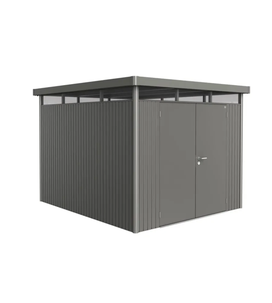 Biohort Casette Da Giardino|Casetta da giardino "highline h5" in acciaio zincato colore grigio quarzo metallizzato con porta battente doppio 275x315x222 cm - cod. 88069