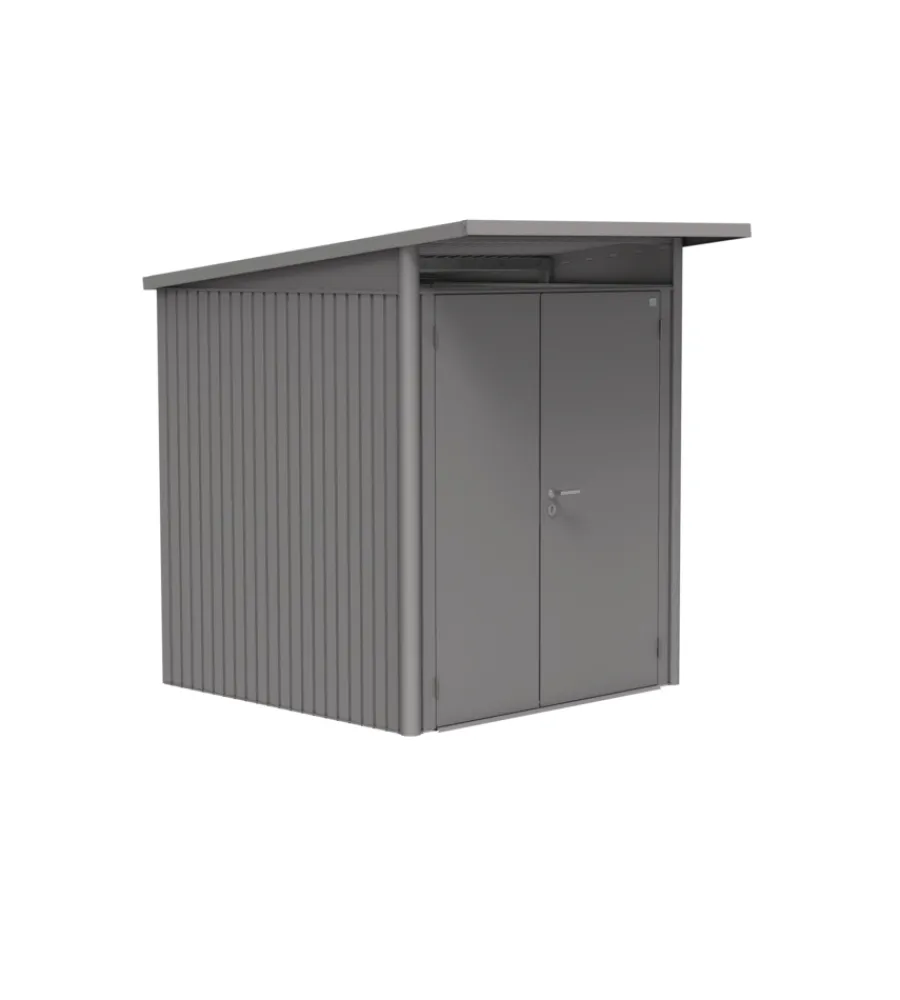 Online Casetta da giardino "avantgarde a1" in acciaio zincato colore grigio quarzo metallizzato con porta battente doppia 180x220x218 cm Casette Da Giardino