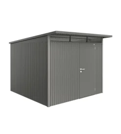 Casette Da Giardino-Biohort Casetta da giardino "avantgarde a7" in acciaio zincato colore grigio quarzo metallizzato con porta battente semplice 260x300x218 cm