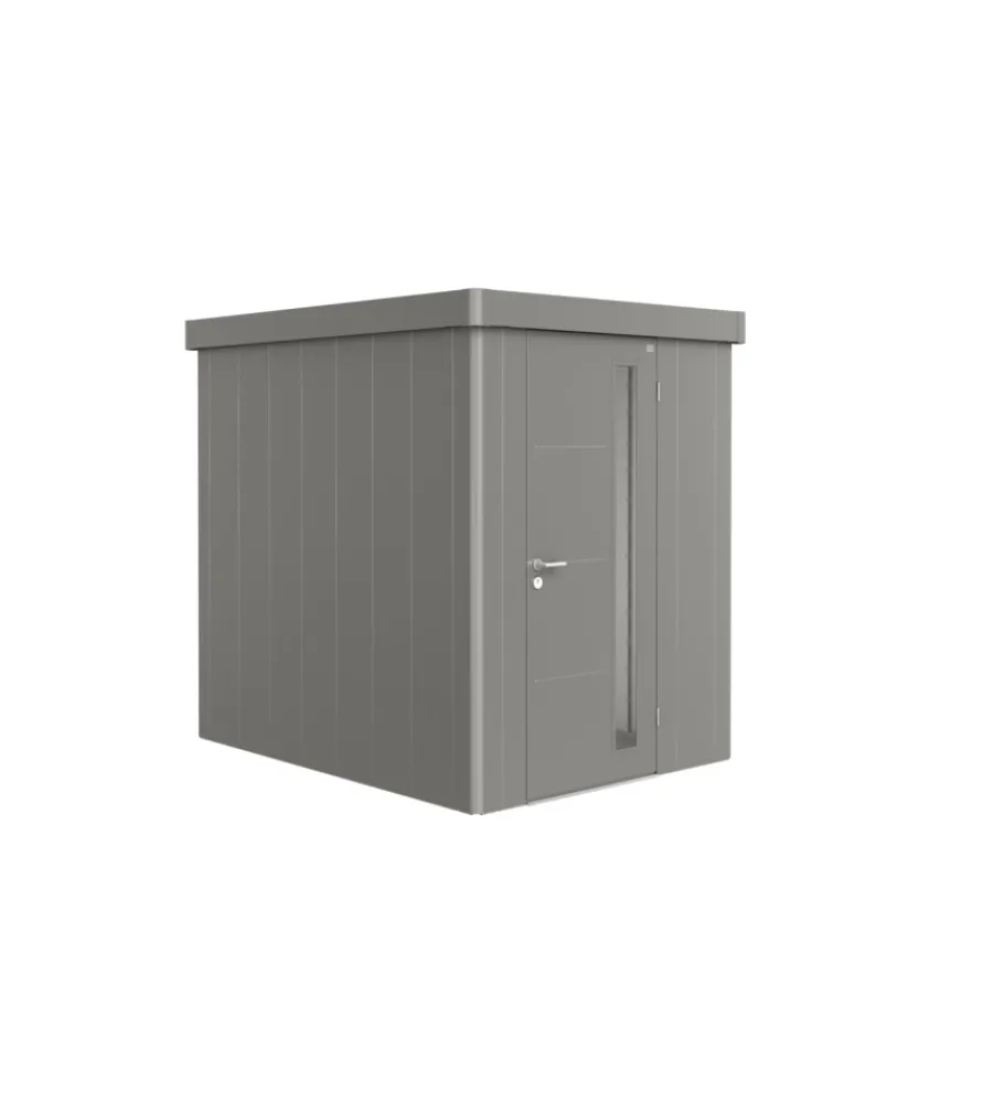 Casette Da Giardino-Biohort Casetta da giardino "neo 2a" in acciaio zincato colore grigio quarzo metallizzato con porta battente semplice 180x236x222 cm - cod. 87006