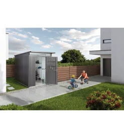 Clearance Casetta da giardino "avantgarde a7" in acciaio zincato colore grigio scuro metallizzato con porta battente semplice 260x300x218 cm Casette Da Giardino