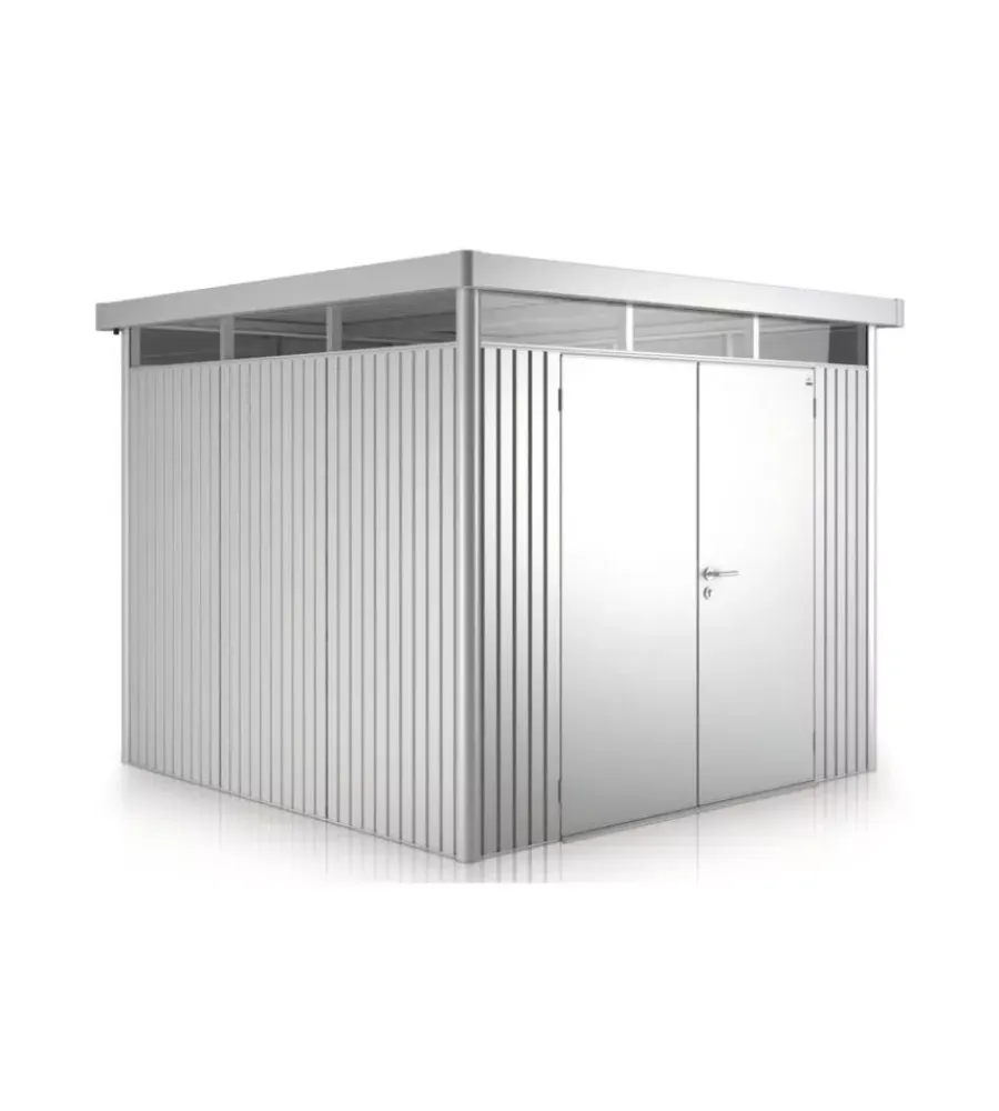 Casette Da Giardino-Biohort Casetta da giardino "highline h2" in acciaio zincato colore argento metallizzato con porta battente doppio 275x195x222 cm - cod. 83039
