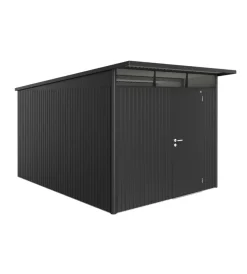 New Casetta da giardino "avantgarde a8" in acciaio zincato colore grigio scuro metallizzato con porta battente semplice 260x380x222 cm Casette Da Giardino