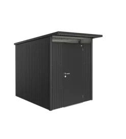 New Casetta da giardino "avantgarde a2" in acciaio zincato colore grigio scuro metallizzato con porta battente semplice 180x260x218 cm Casette Da Giardino