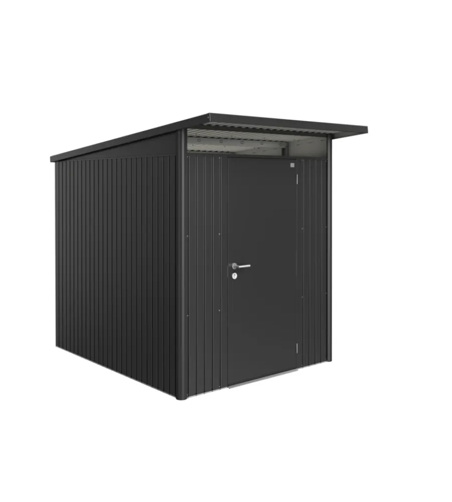 New Casetta da giardino "avantgarde a2" in acciaio zincato colore grigio scuro metallizzato con porta battente semplice 180x260x218 cm Casette Da Giardino