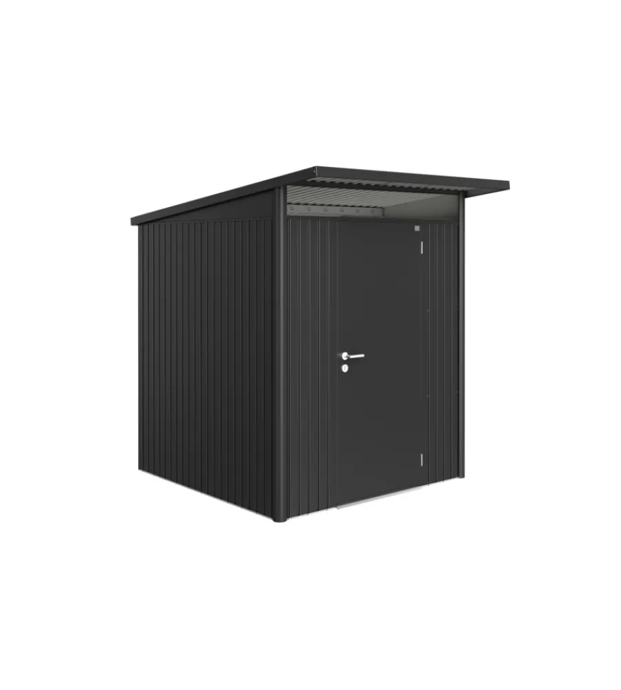 Casetta da giardino "avantgarde a1" in acciaio zincato colore grigio scuro metallizzato con porta battente semplice 180x220x218 cm Casette Da Giardino
