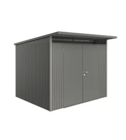 Casette Da Giardino-Biohort Casetta da giardino "avantgarde a6" in acciaio zincato colore grigio quarzo metallizzato con porta battente doppia 260x260x218 cm