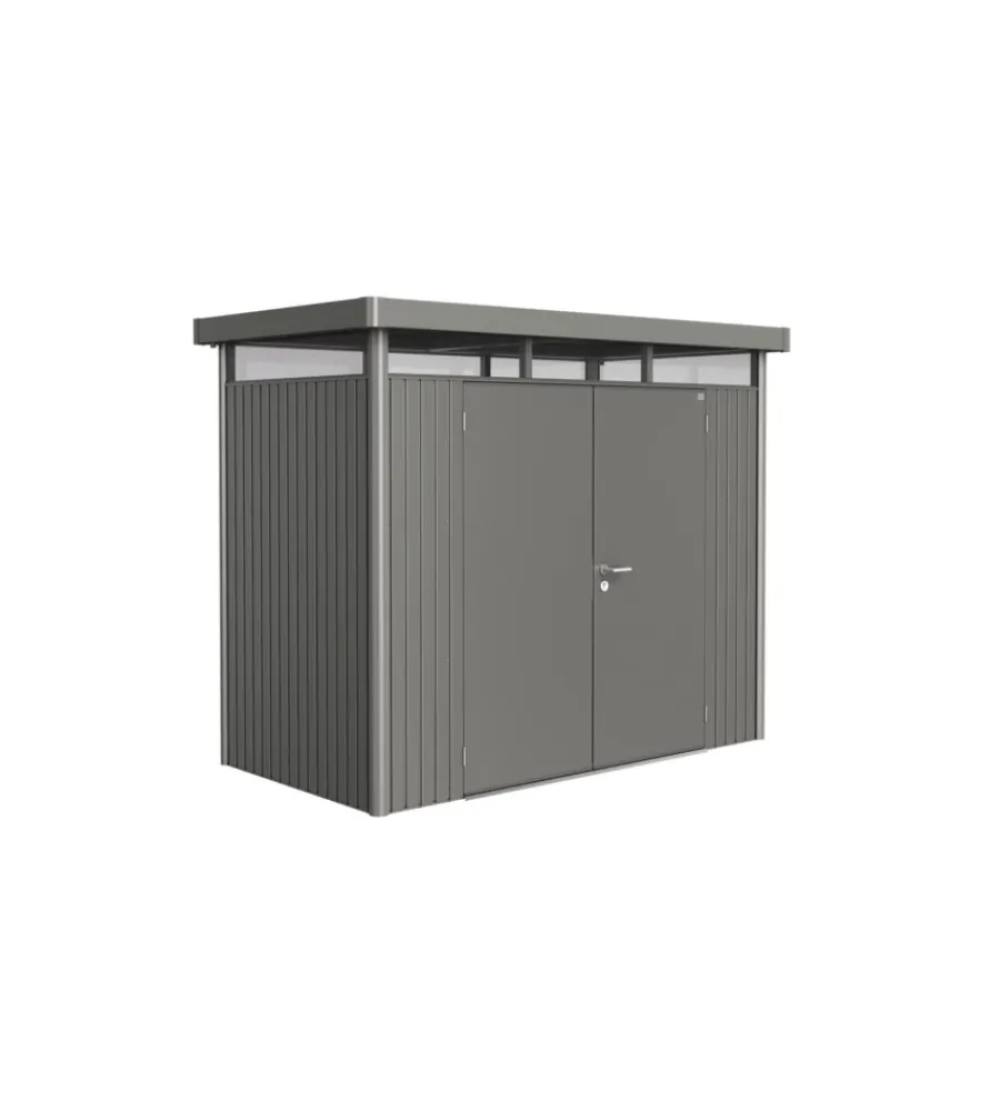 Hot Casetta da giardino "highline h1" in acciaio zincato colore grigio quarzo metallizzato con porta battente doppio 275x155x222 cm - cod. 88029 Casette Da Giardino