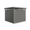 Casette Da Giardino-Biohort Casetta da giardino "highline h4" in acciaio zincato colore grigio quarzo metallizzato con porta battente doppio 275x275x222 cm - cod. 88059