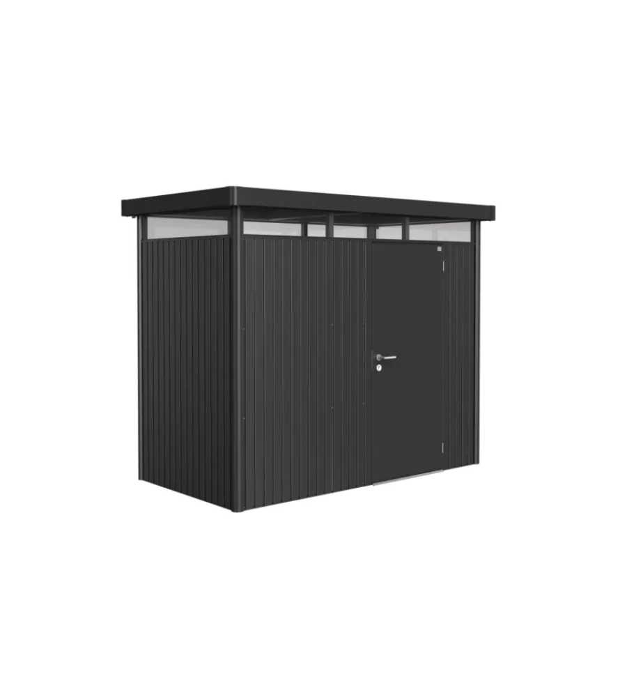 Hot Casetta da giardino "highline h1" in acciaio zincato colore grigio scuro metallizzato con porta battente semplice 275x155x222 cm - cod. 84020 Casette Da Giardino