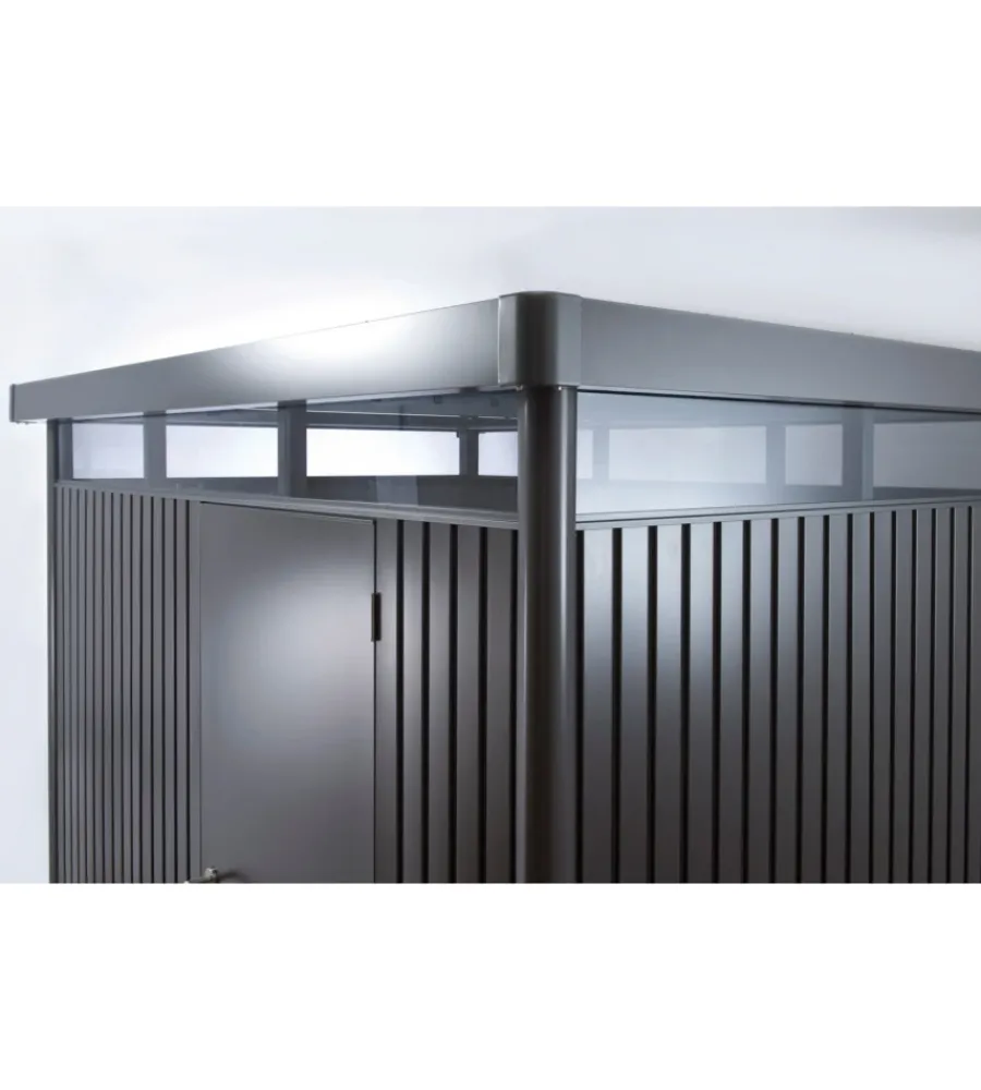 Hot Casetta da giardino "highline h1" in acciaio zincato colore grigio scuro metallizzato con porta battente semplice 275x155x222 cm - cod. 84020 Casette Da Giardino