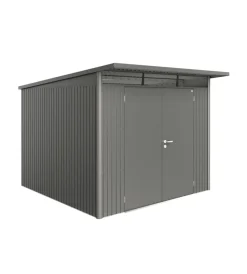 Casette Da Giardino-Biohort Casetta da giardino "avantgarde a7" in acciaio zincato colore grigio quarzo metallizzato con porta battente doppia 260x300x218 cm