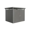 Casette Da Giardino-Biohort Casetta da giardino "highline h3" in acciaio zincato colore grigio quarzo metallizzato con porta battente doppio 275x235x222 cm - cod. 88049
