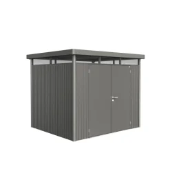 Casette Da Giardino-Biohort Casetta da giardino "highline h3" in acciaio zincato colore grigio quarzo metallizzato con porta battente doppio 275x235x222 cm - cod. 88049