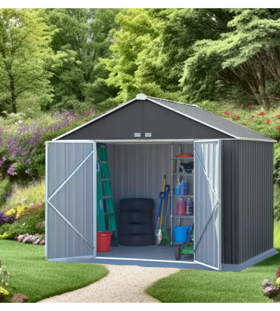 Habrita Casette Da Giardino|Casetta da giardino "arrow ezee" in acciaio zincato antracite e panna 299,1x248,9x248,9 cm