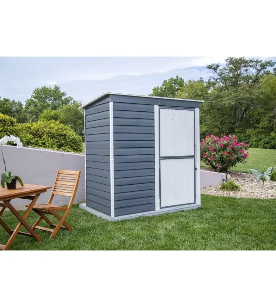 Habrita Casette Da Giardino|Casetta da giardino "spacemaker shed" in acciaio zincato antracite e panna 203,2x161,1x196,4 cm