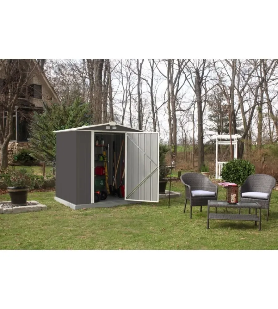 Habrita Casette Da Giardino|Casetta da giardino "arrow ezee" in acciaio zincato antracite e panna 177,2x157,5x182,9 cm