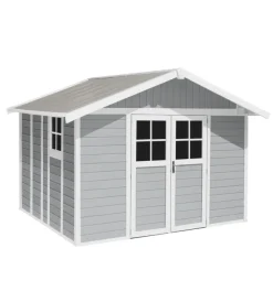 Grosfillex Casette Da Giardino|Casetta da giardino in pvc "deco 11" grigio e bianco 370x407x250 cm - cod. 22911235
