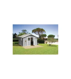 Grosfillex Casette Da Giardino|Casetta da giardino in pvc "deco 11" grigio e bianco 370x407x250 cm - cod. 22911235