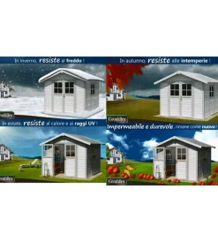 Grosfillex Casette Da Giardino|Casetta da giardino in pvc "deco 7" grigio scuro e bianco 370x298x250 cm - cod. 23007276