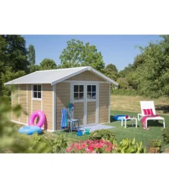 Casette Da Giardino-Grosfillex Casetta da giardino in pvc "sherwood deco 11" effetto legno 370x407x250 cm - cod. 22911681