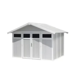 Grosfillex Casette Da Giardino|Casetta da giardino in pvc "utility 7" grigio-verde e bianco 370x298x250 cm - cod. 22807138