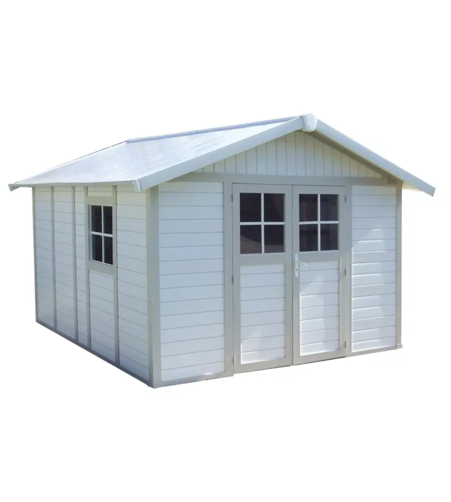 Casette Da Giardino-Grosfillex Casetta da giardino in pvc "deco 11" bianco e grigio-verde 370x407x250 cm - cod. 22911140