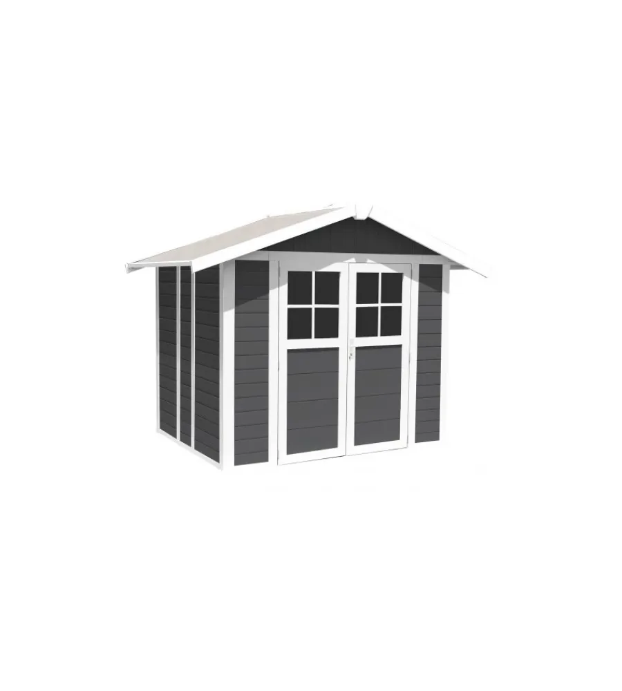 Grosfillex Casette Da Giardino|Casetta da giardino in pvc "deco 5" grigio scuro e bianco 295x261x236 cm - cod. 22905276